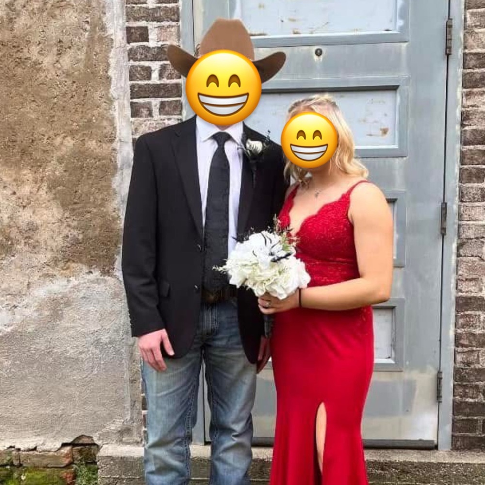 Red Lace Gown with Slit